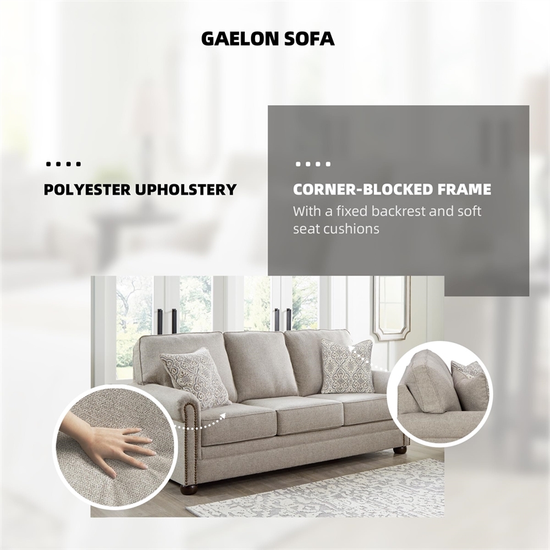 Bowery Hill Traditional Corner-blocked Frame Polyester Dune Sofa