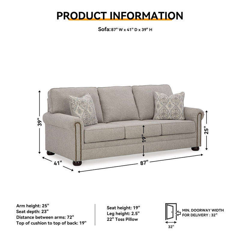 Bowery Hill Traditional Corner-blocked Frame Polyester Dune Sofa