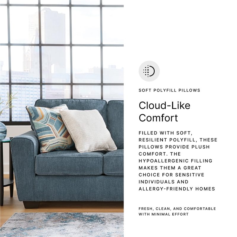 Bowery Hill Contemporary Corner-blocked Frame Polyester Blue Sofa