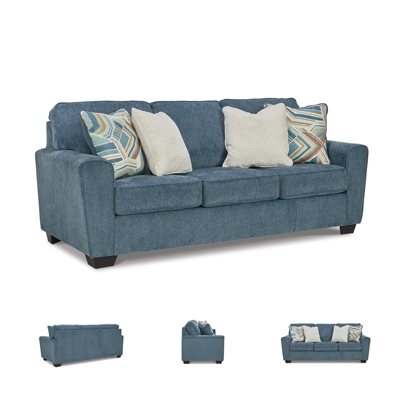 Bowery Hill Contemporary Corner-blocked Frame Polyester Blue Sofa