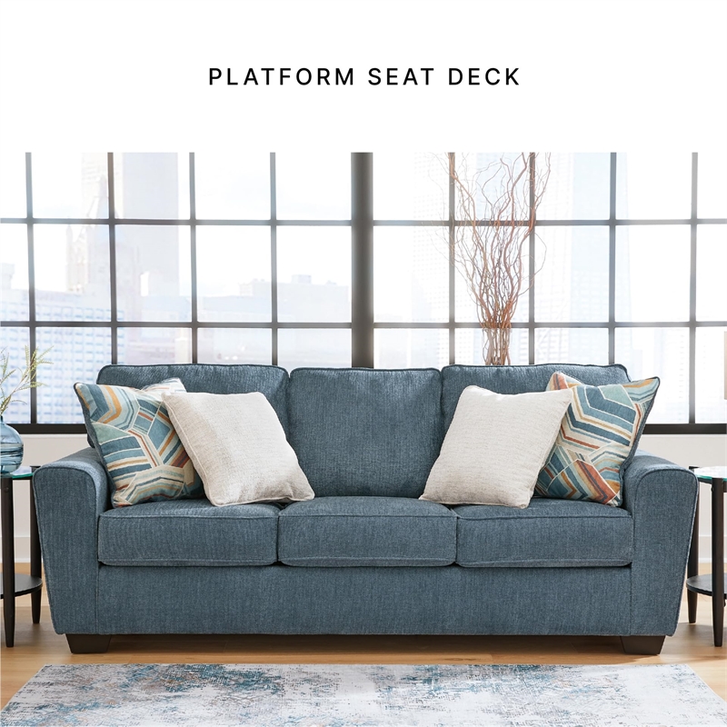 Bowery Hill Contemporary Corner-blocked Frame Polyester Blue Sofa