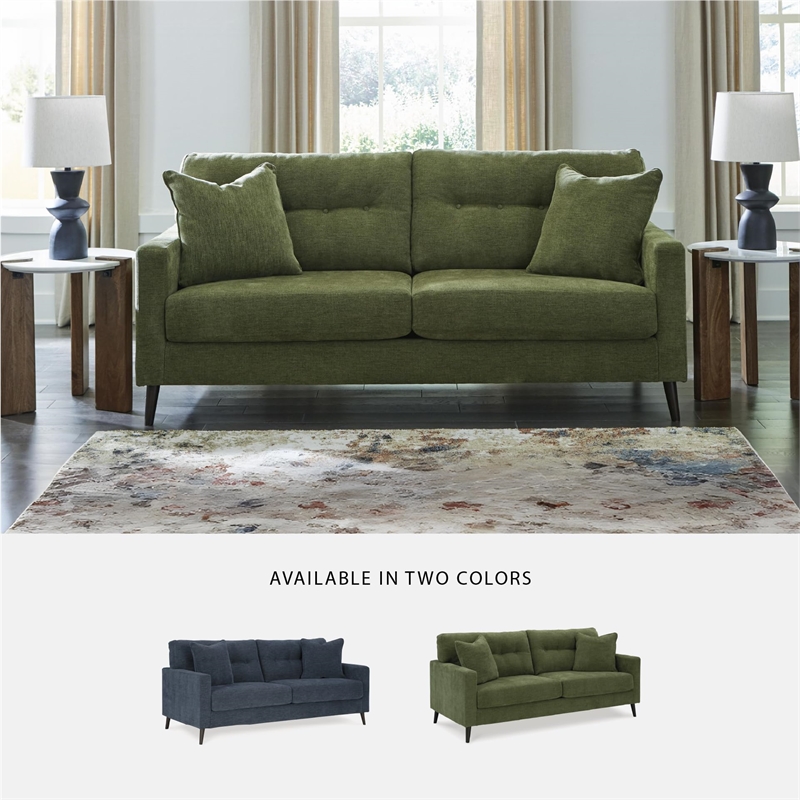 Bowery Hill Mid-Century Corner-blocked Frame Polyester Green Sofa