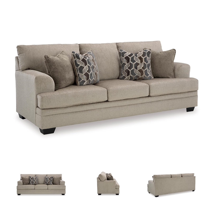 Bowery Hill Contemporary Corner-blocked Frame Polyester Taupe Sofa