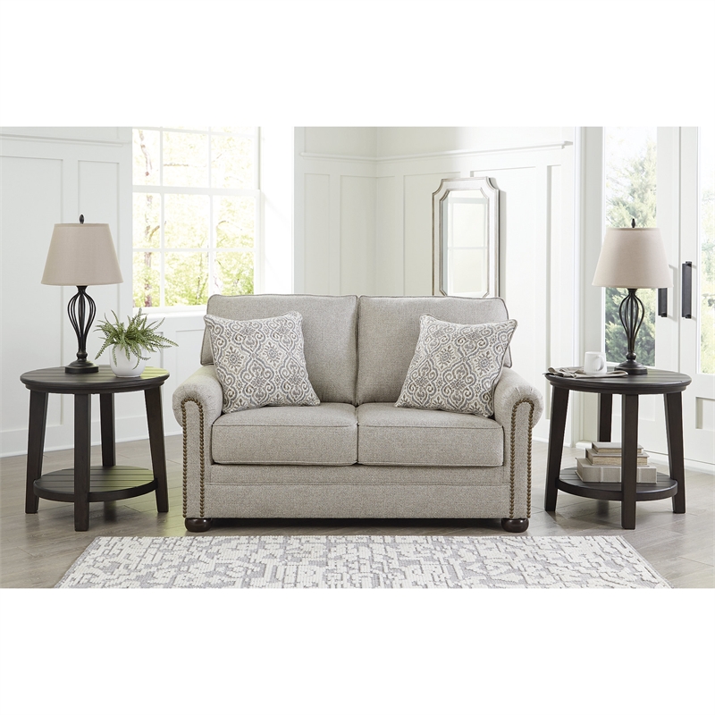 Bowery Hill Transitional Corner-blocked Frame Polyester Dune Loveseat
