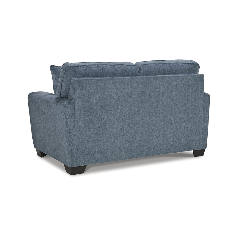 Bowery Hill Contemporary Corner-blocked Frame Polyester Blue Loveseat