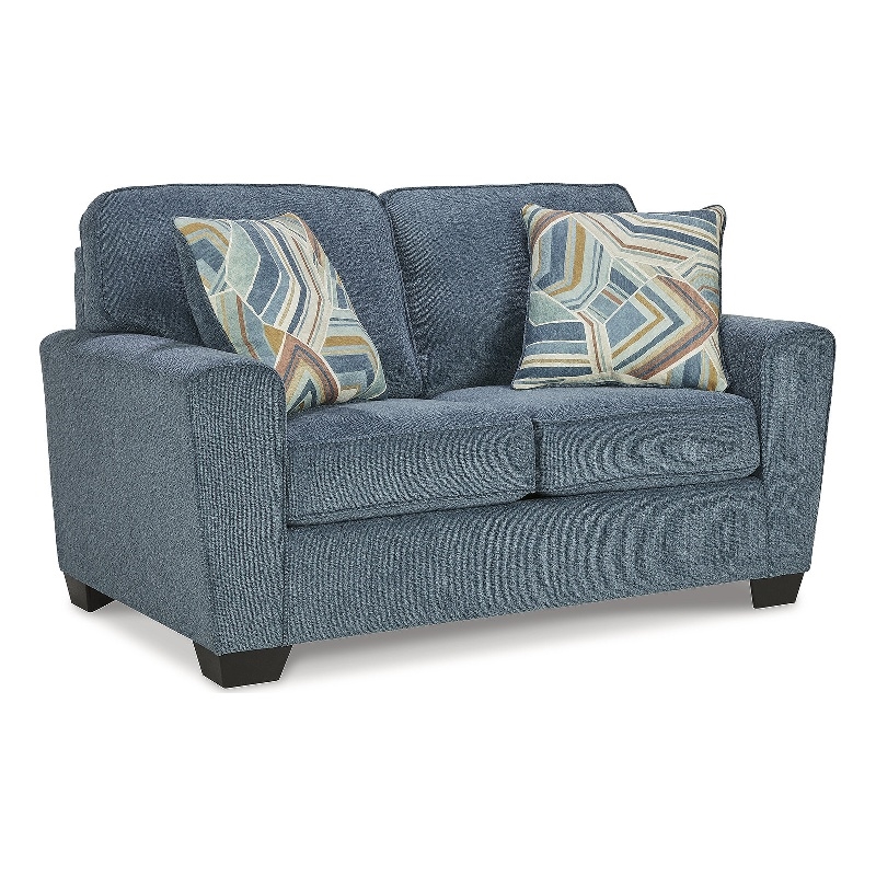 Bowery Hill Contemporary Corner-blocked Frame Polyester Blue Loveseat