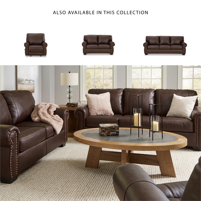 Bowery Hill Traditional Corner-blocked Frame Leather Dark Brown Sofa