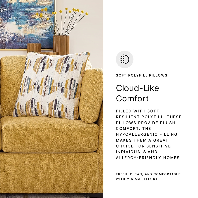 Bowery Hill Contemporary Corner-blocked Frame Polyester Yellow Loveseat