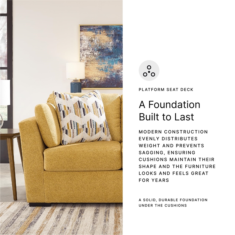 Bowery Hill Contemporary Corner-blocked Frame Polyester Yellow Loveseat