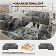 Bowery Hill Contemporary Corner-blocked Frame Polyester Pewter Sofa Chaise
