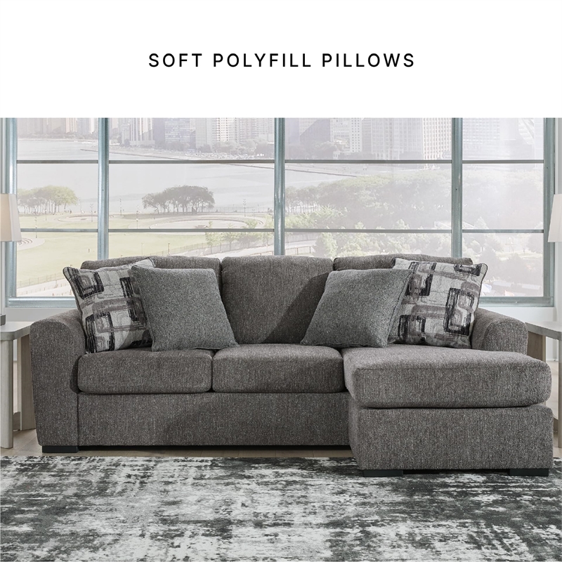 Bowery Hill Contemporary Corner-blocked Frame Polyester Pewter Sofa Chaise
