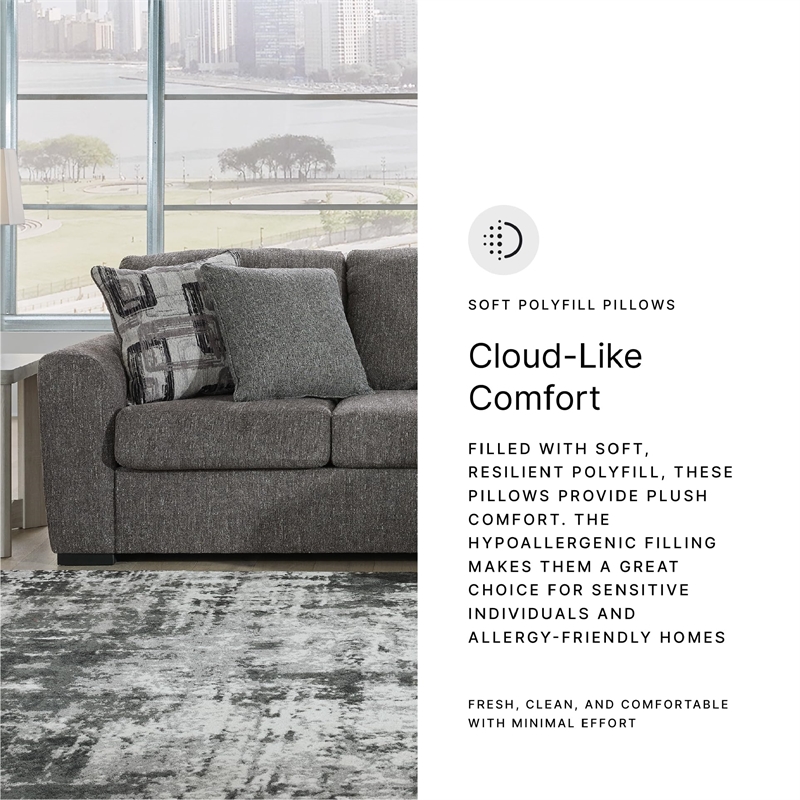 Bowery Hill Contemporary Corner-blocked Frame Polyester Pewter Sofa Chaise