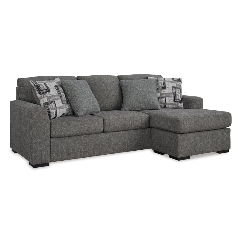Bowery Hill Contemporary Corner-blocked Frame Polyester Pewter Sofa Chaise