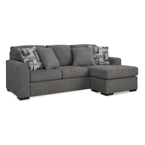 Bowery Hill Contemporary Corner-blocked Frame Polyester Pewter Sofa Chaise