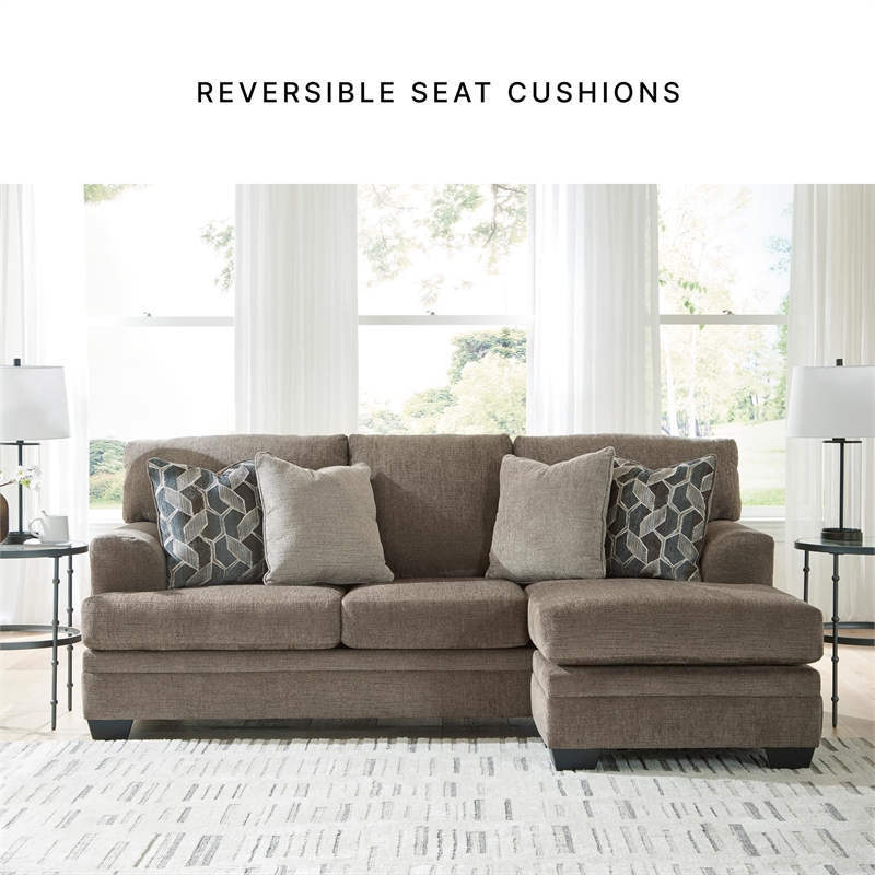 Bowery Hill Contemporary Corner-blocked Frame Polyester Nutmeg Sofa Chaise
