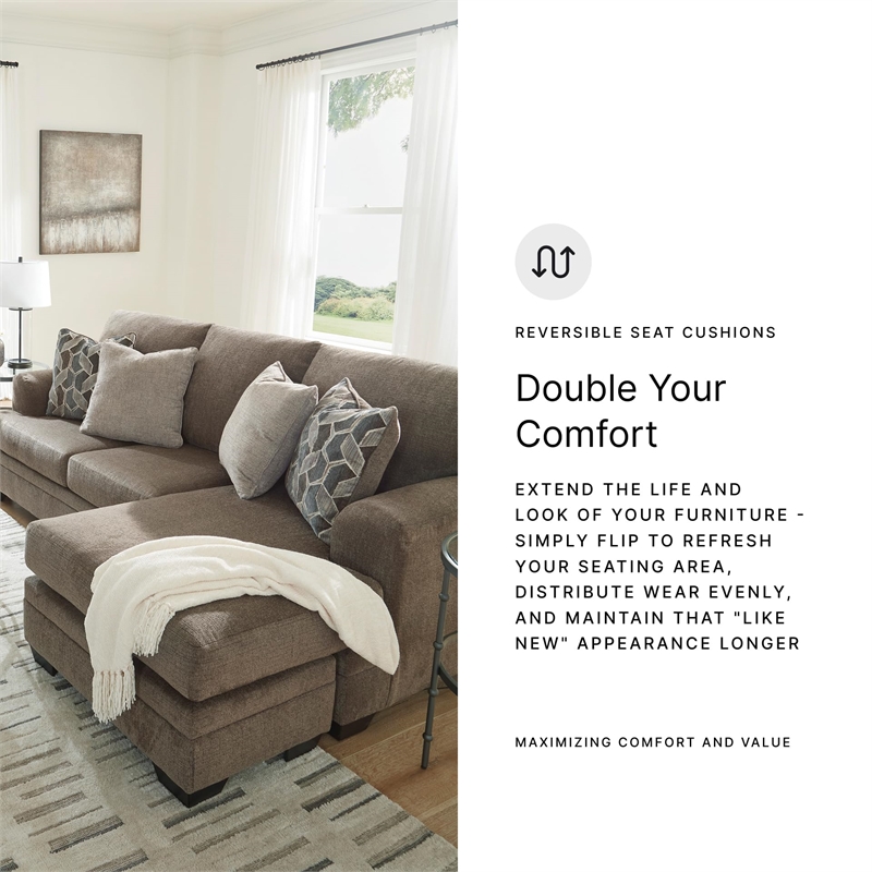Bowery Hill Contemporary Corner-blocked Frame Polyester Nutmeg Sofa Chaise