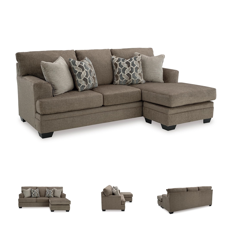 Bowery Hill Contemporary Corner-blocked Frame Polyester Nutmeg Sofa Chaise