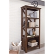 Bowery Hill Rustic 4 Shelf Crossbuck Bookcase in Rustic Warm Brown