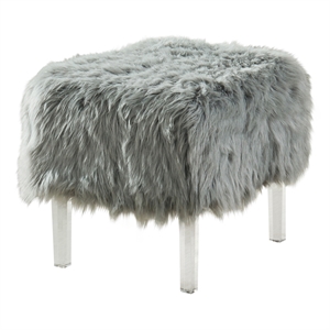 Bowery Hill Modern / Contemporary Fabric Upholstered Ottoman in Gray