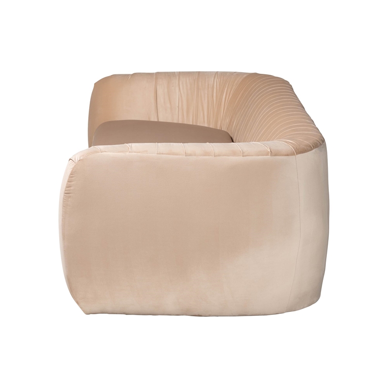 Bowery Hill Glam and Luxe Champagne Beige Velvet Fabric Sofa