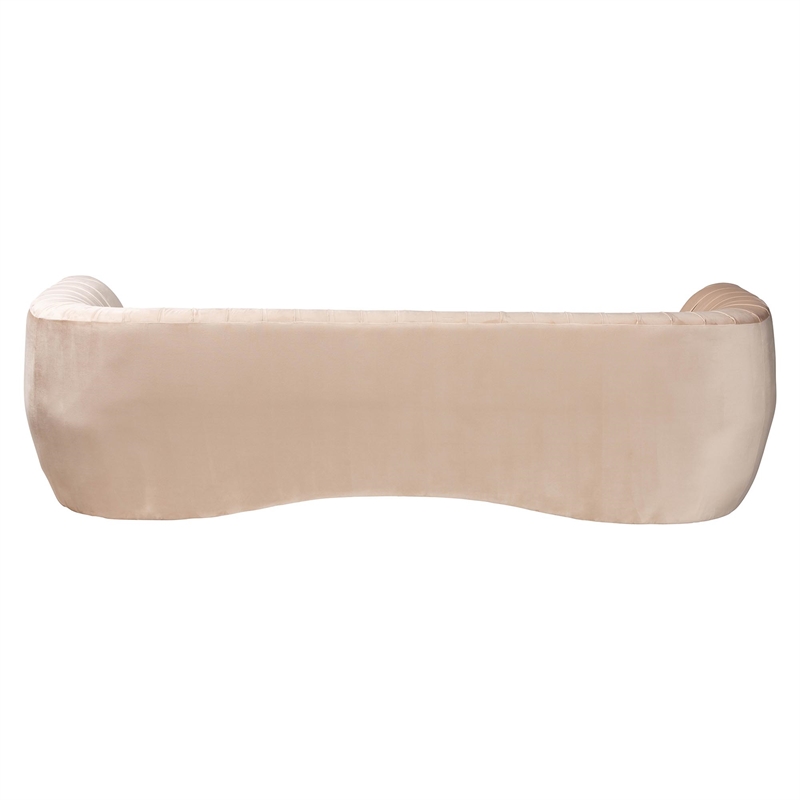 Bowery Hill Glam and Luxe Champagne Beige Velvet Fabric Sofa