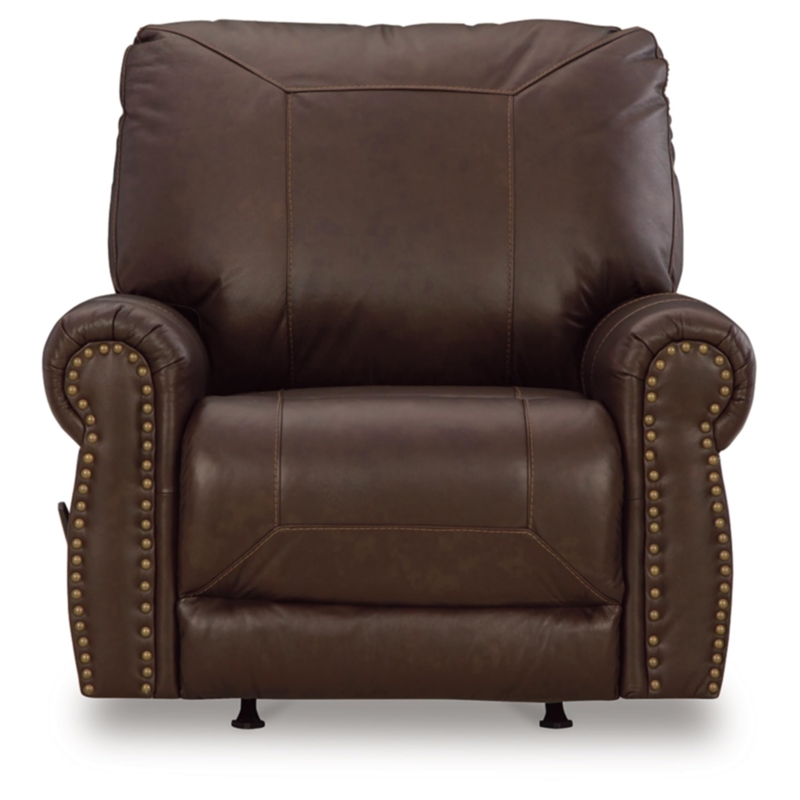 Bowery Hill Traditional Leather Recliner in Dark Brown Finish
