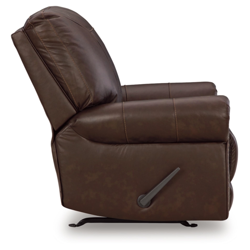 Bowery Hill Traditional Leather Recliner in Dark Brown Finish