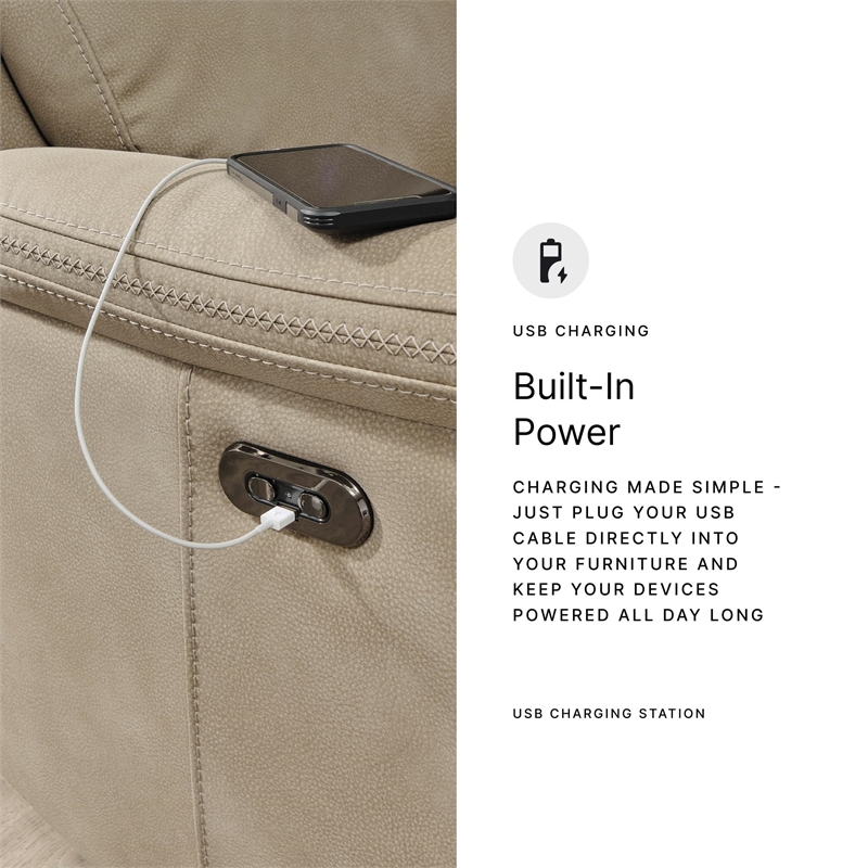 Bowery Hill Modern / Contemporary Faux Leather Sand Power Recliner