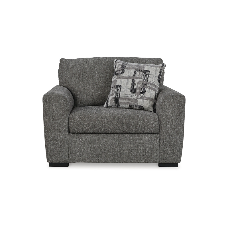 Bowery Hill Contemporary Corner-blocked Frame Polyester Pewter Oversized Chair