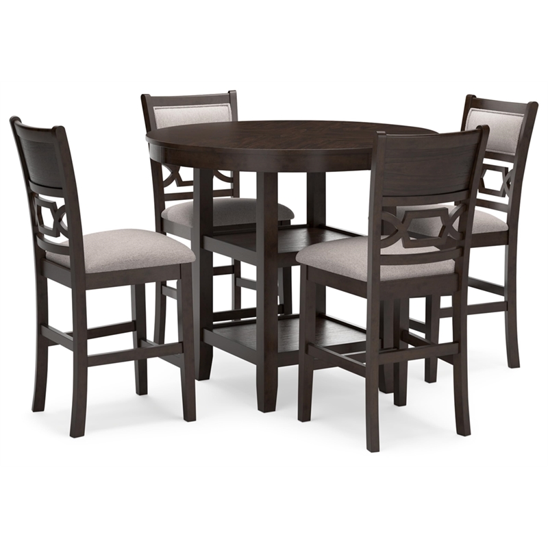 Bowery Hill Brown Counter Height Dining Table Set - Set of 5
