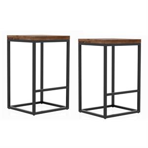 Bowery Hill Metal Square Barstool in Golden Brown (Set of 2)