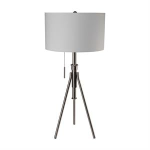 Bowery Hill Contemporary Metal 16&quot Table Lamp in Brushed Silver