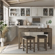 Bowery Hill 3-Piece Light Walnut Wood Counter Height Dining Set