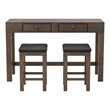 Bowery Hill 3-Piece Light Walnut Wood Counter Height Dining Set