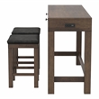 Bowery Hill 3-Piece Light Walnut Wood Counter Height Dining Set