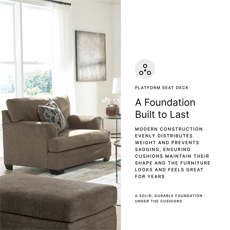 Bowery Hill Contemporary Corner-blocked Frame Polyester Nutmeg Oversized Chair