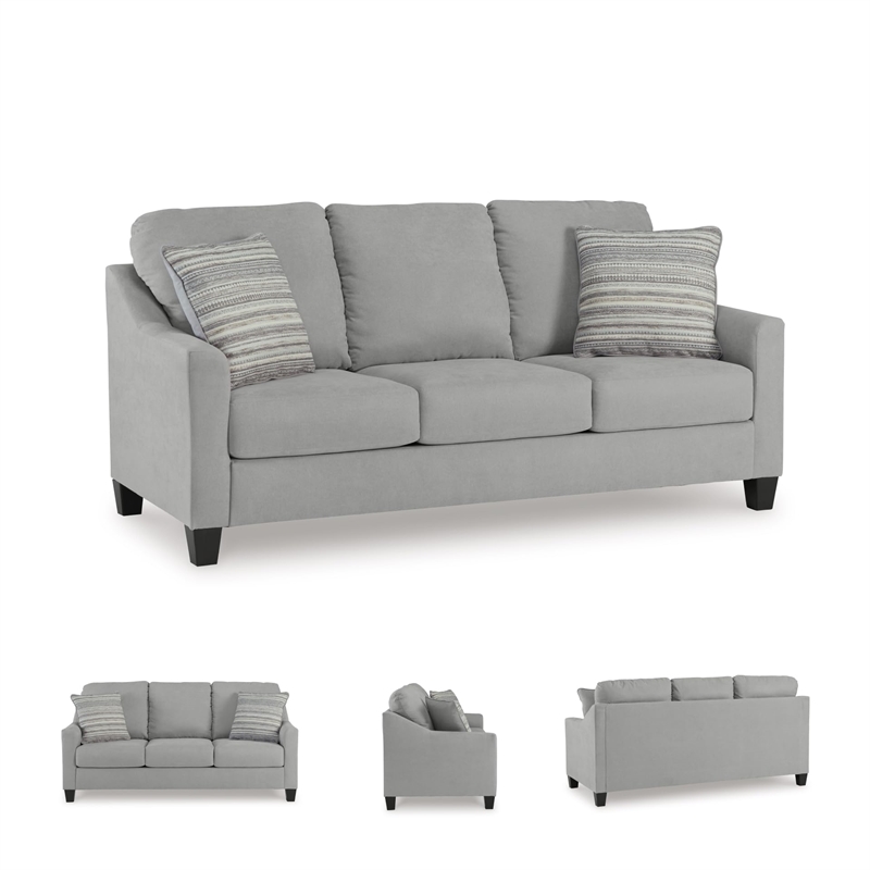 Bowery Hill Contemporary Corner-blocked Frame Polyester Gray Queen Sofa Sleeper