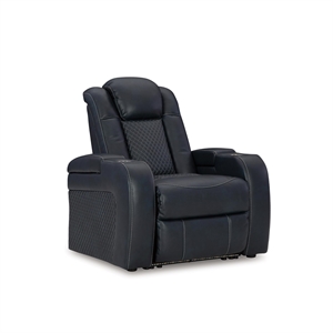 Bowery Hill Contemporary Faux Leather Sapphire Power Recliner