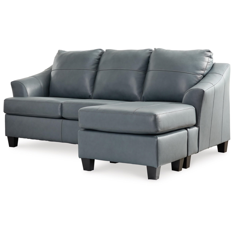 Bowery Hill Contemporary Corner-blocked Frame Leather Steel Finish Sofa Chaise