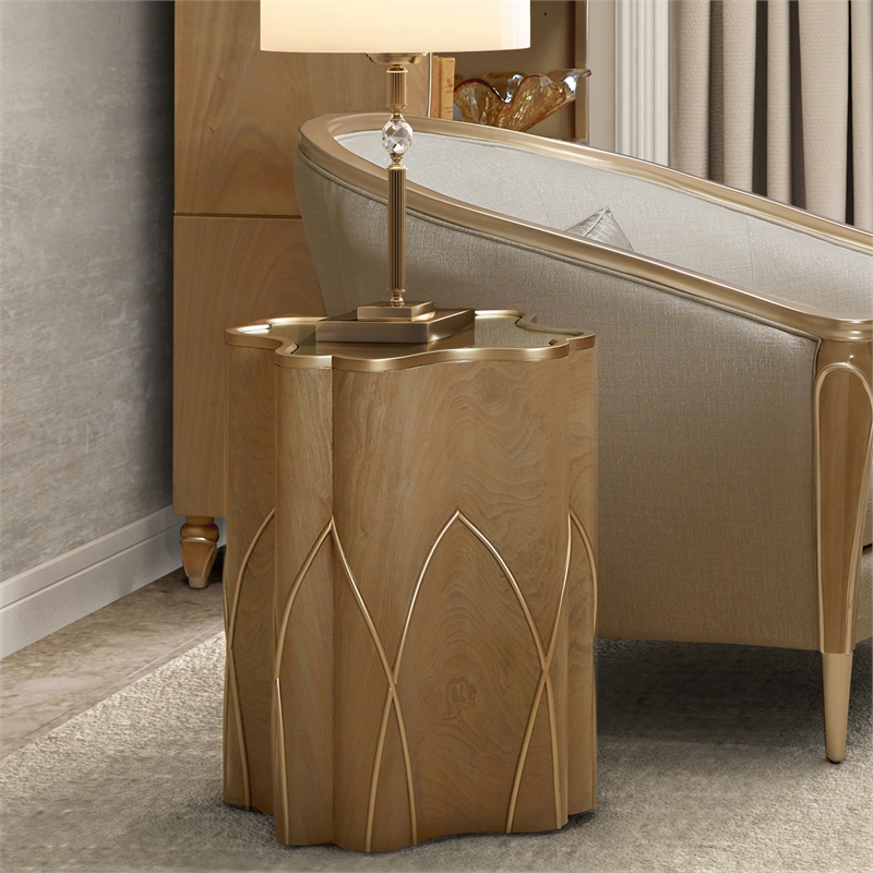 Bowery Hill Modern / Contemporary Wood Chairside Table - Caramel