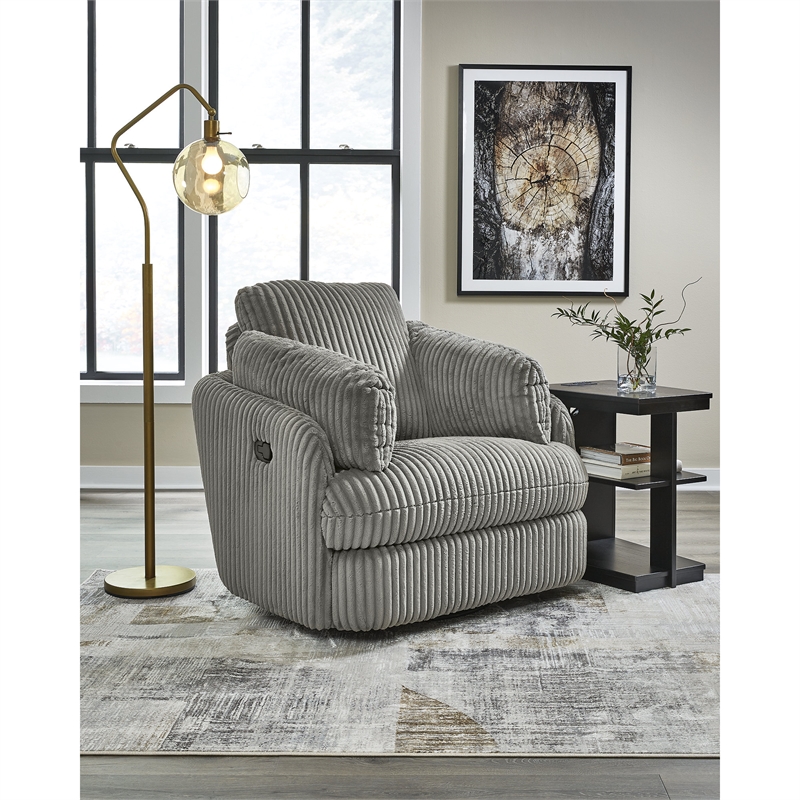 Bowery Hill Contemporary Polyester Fog Swivel Glider Recliner
