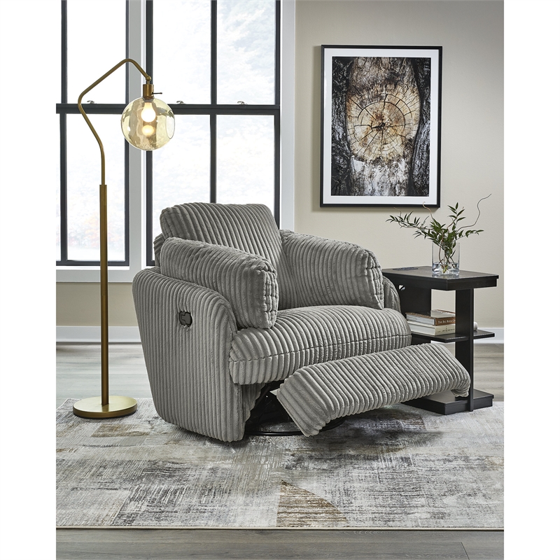 Bowery Hill Contemporary Polyester Fog Swivel Glider Recliner