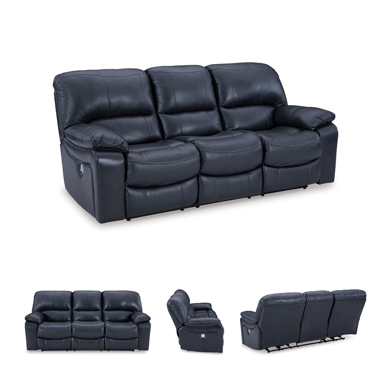 Bowery Hill Contemporary Faux Leather Ocean Power Reclining Sofa