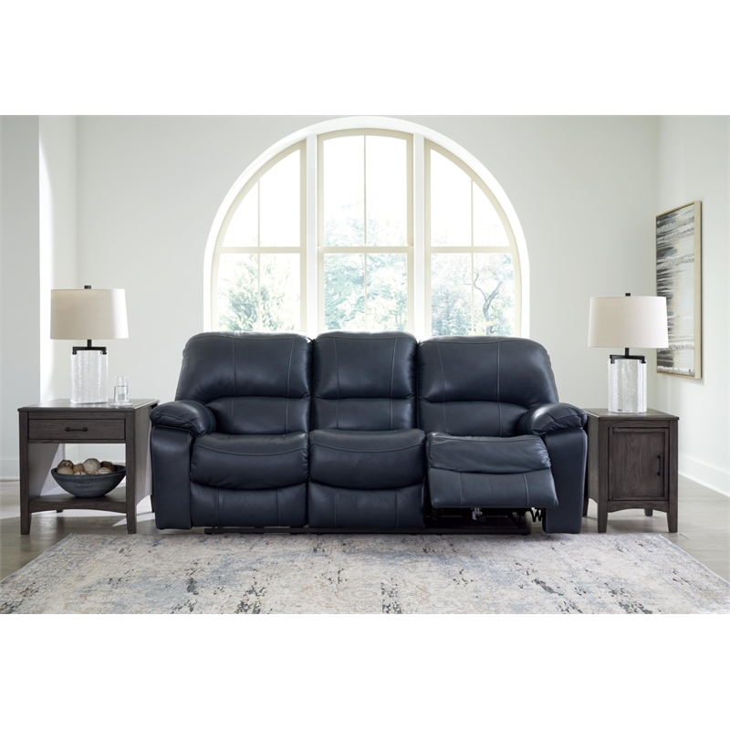 Bowery Hill Contemporary Faux Leather Ocean Power Reclining Sofa