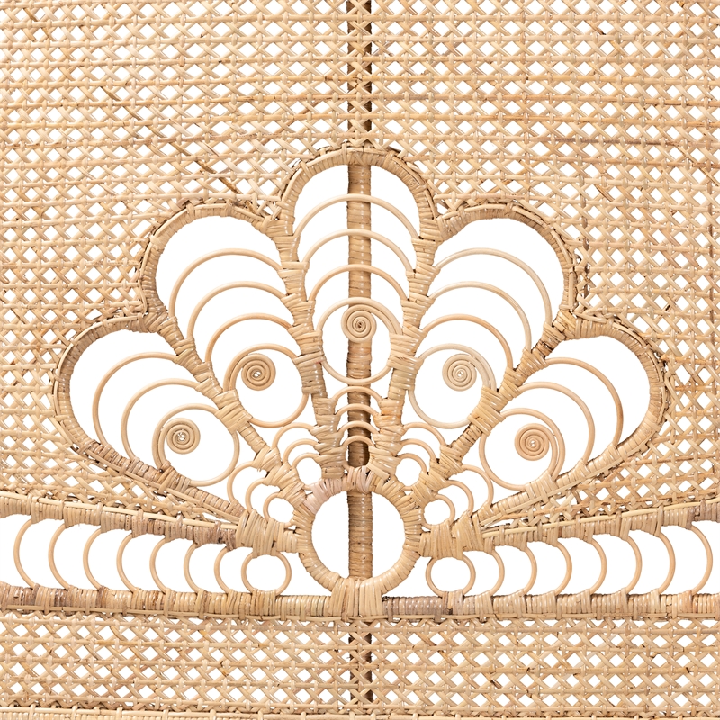 Bowery Hill Natural Brown Rattan Queen Size Standalone Headboard
