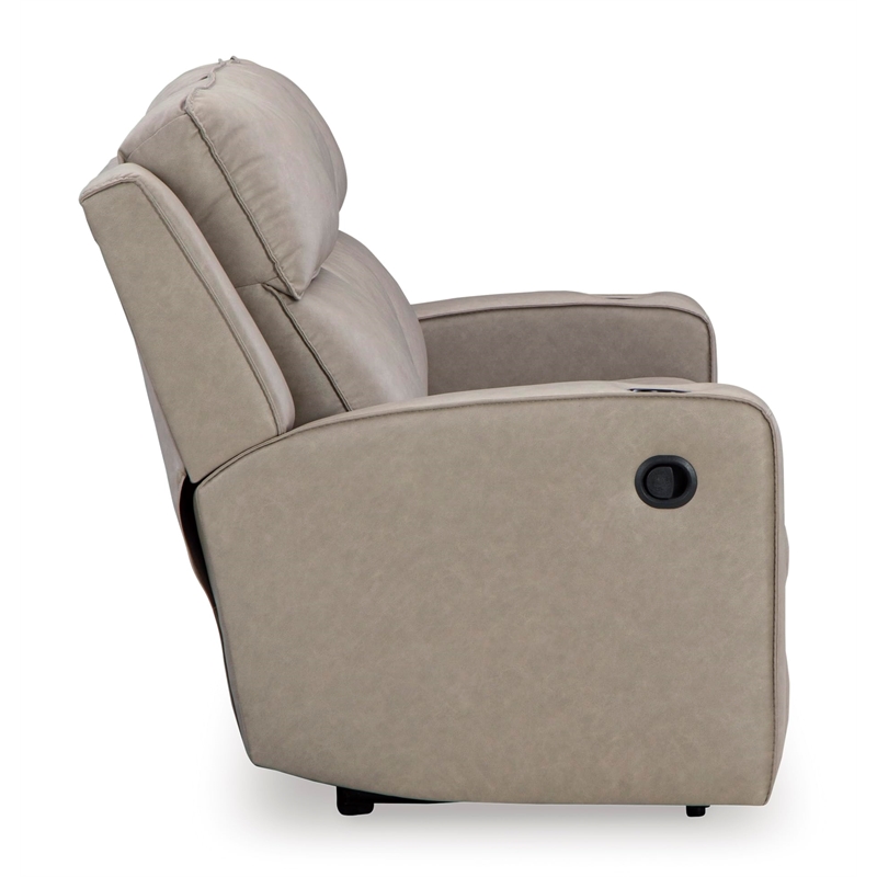 Bowery Hill Reclining Sofa with Drop Down Table in Pebble Finish