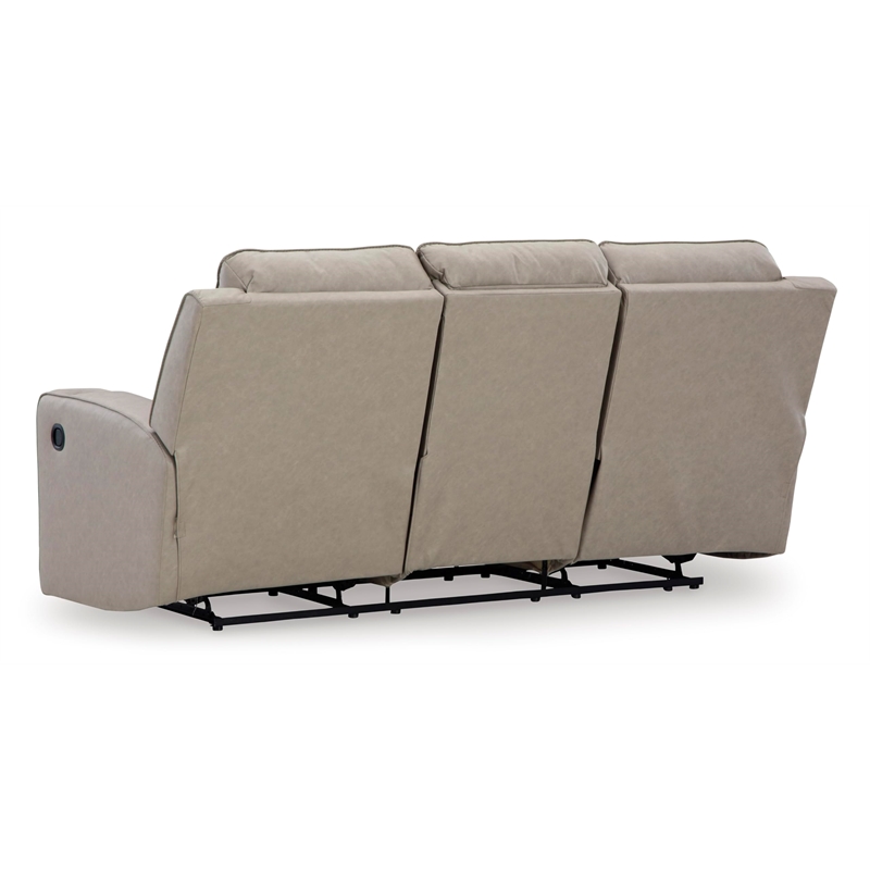 Bowery Hill Reclining Sofa with Drop Down Table in Pebble Finish