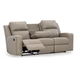 Bowery Hill Reclining Sofa with Drop Down Table in Pebble Finish