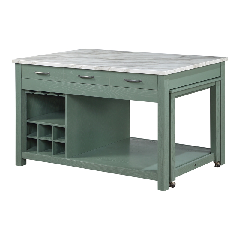 Bowery Hill Wood Extendable Counter Height Dining Table in Green