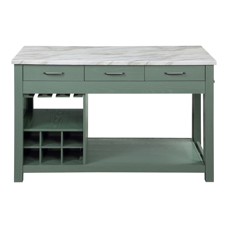 Bowery Hill Wood Extendable Counter Height Dining Table in Green